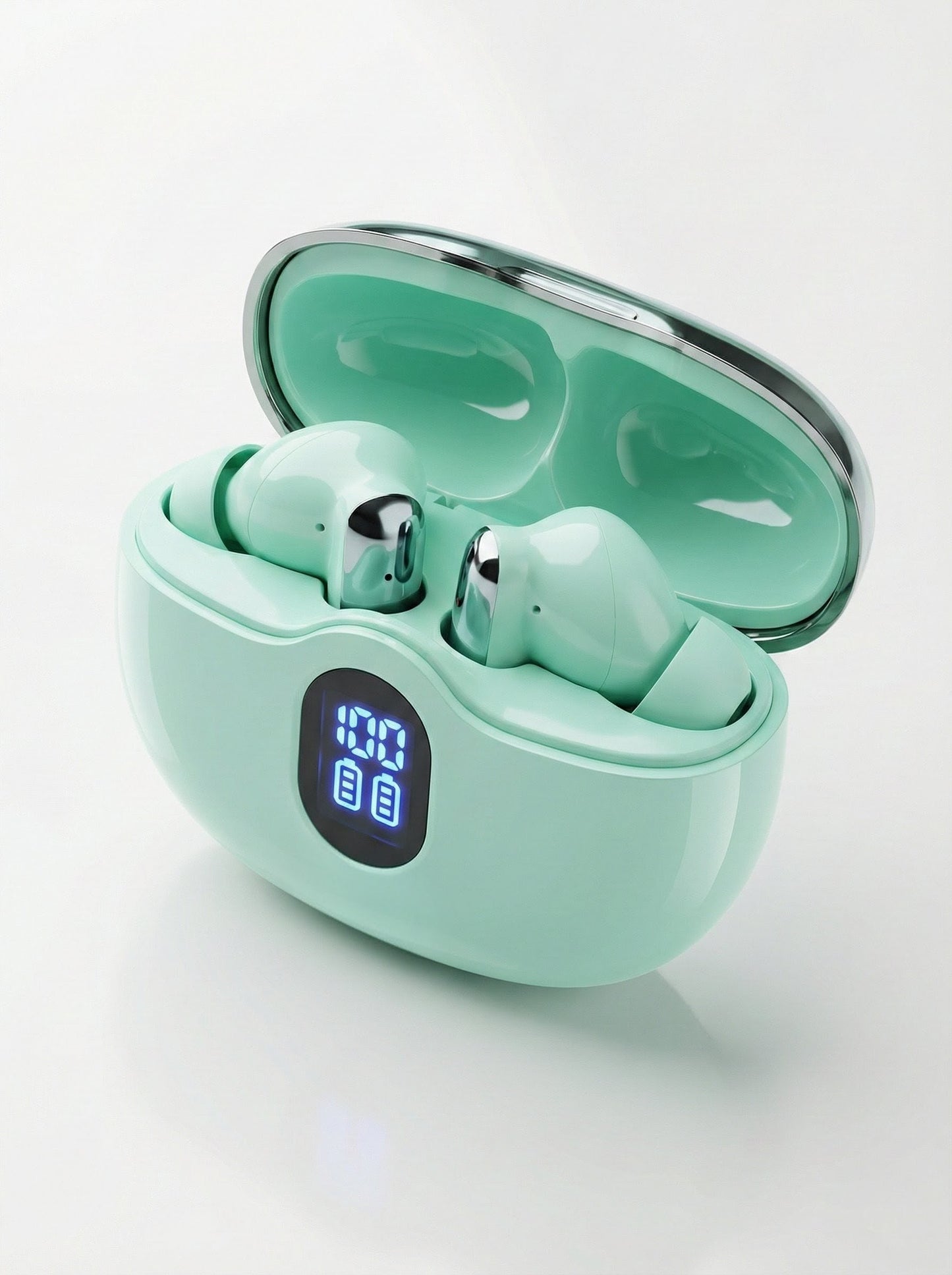 Wireless Bluetooth Earbuds with LED Battery Display, upto 100 Hours Playtime, 50ms Low Latency Beast Mode, Touch Control, Deep Bass